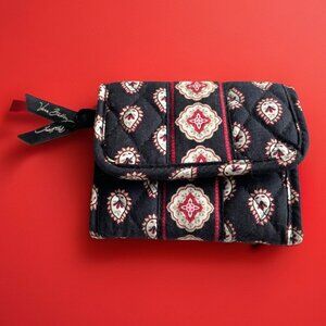 Vera Bradley Tri-Fold Wallet Maggie 2006 Black Paisley Medallion Pattern EUC